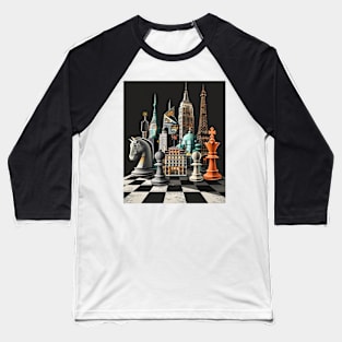 Metropolitan Checkmate: Chess City Skyline gift Baseball T-Shirt
